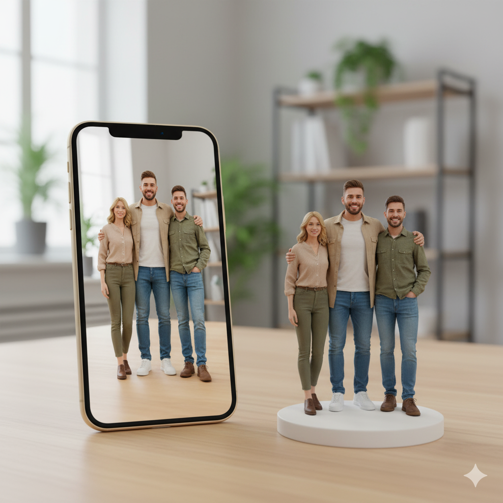 3D Italia Set Famiglia  Personalizzata - 3 Persone Miniatura Realistica