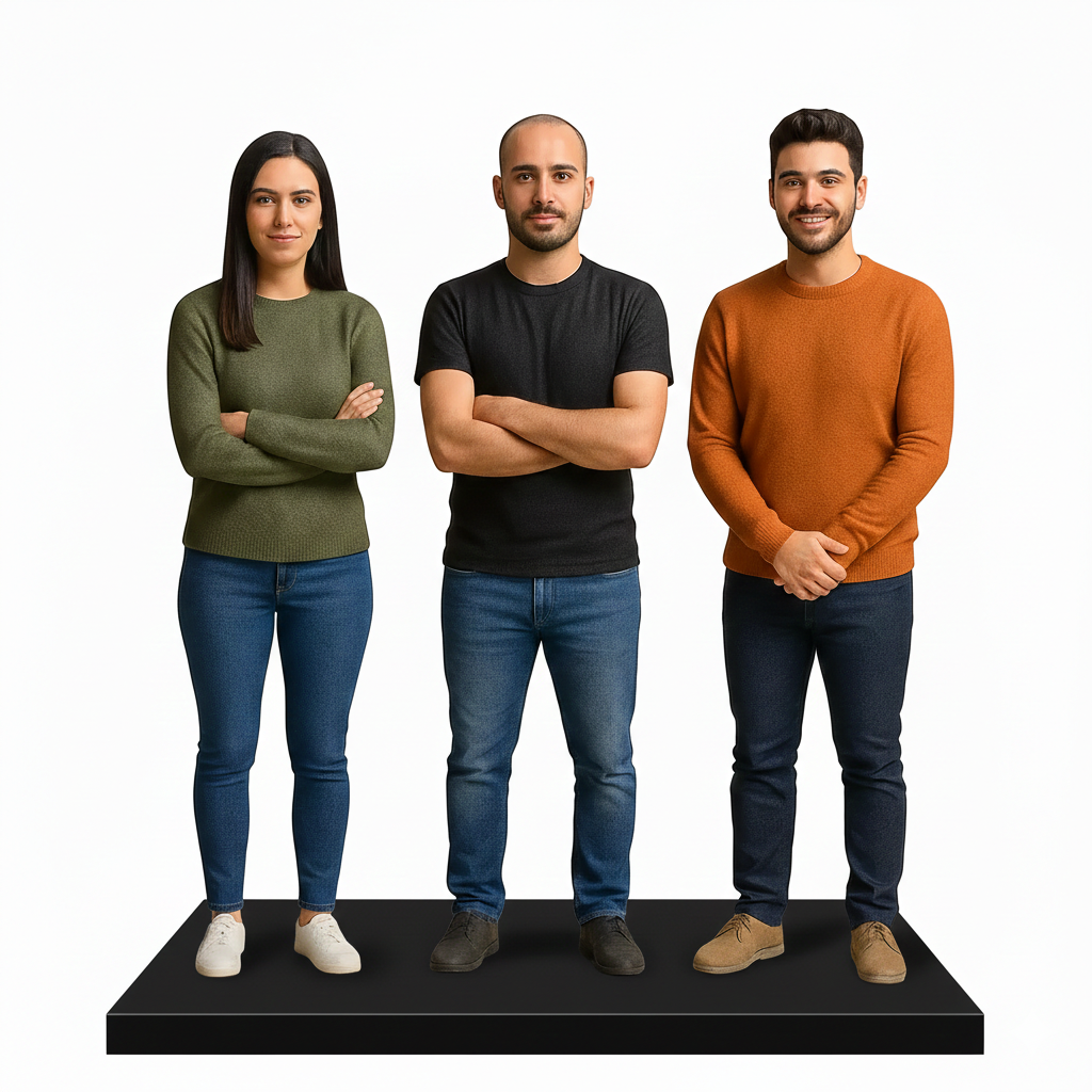 3D Italia Set Famiglia  Personalizzata - 3 Persone Miniatura Realistica