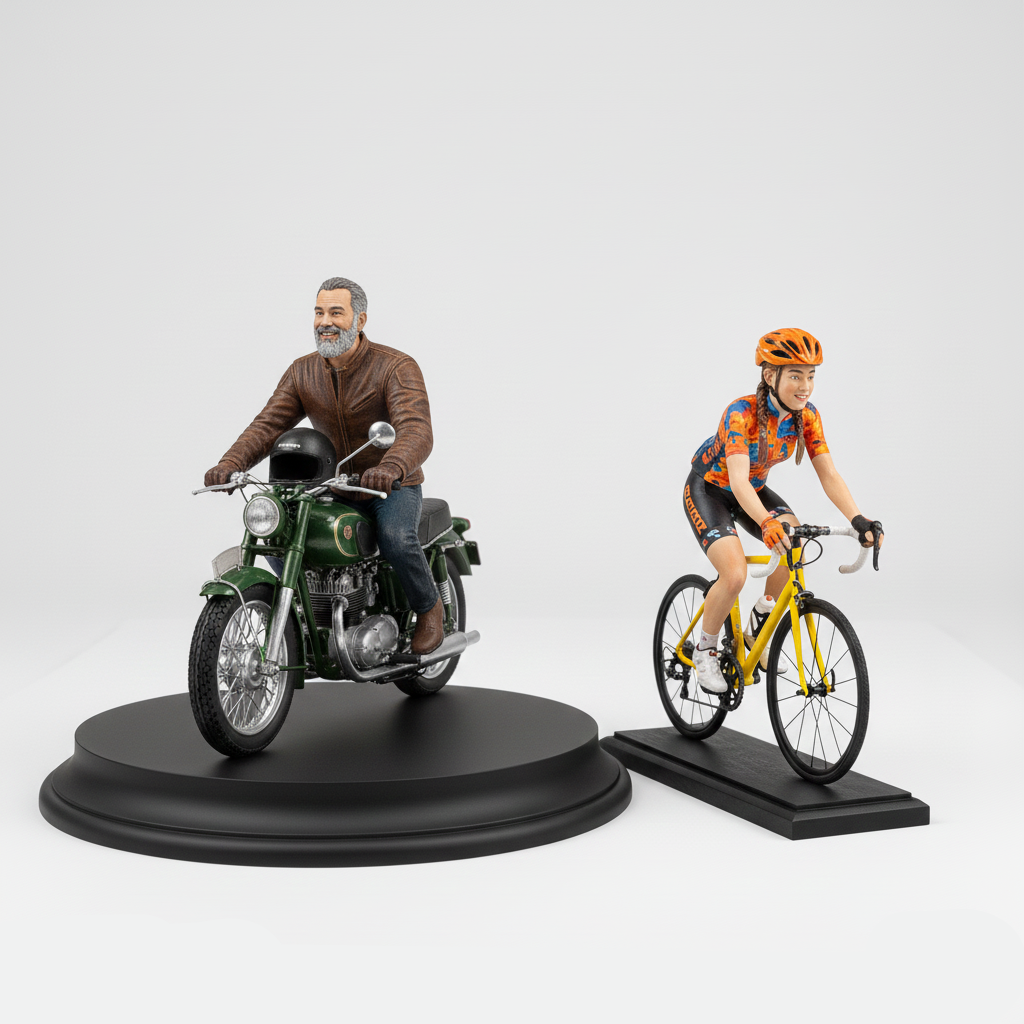 3D Italia Statua Personalizzata - Persona con Moto o Bicicletta Miniatura Realistica