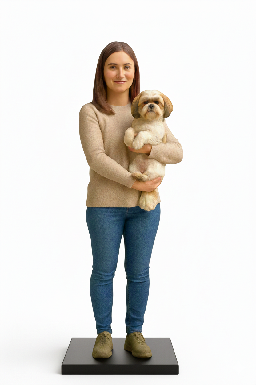 3D Italia Statua  Personalizzata - Persona e Cane Miniatura Realistica