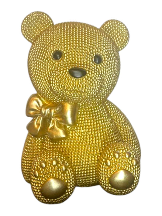 Orsacchiotto Decorativo Dorato – Scultura da Arredo (13 cm)