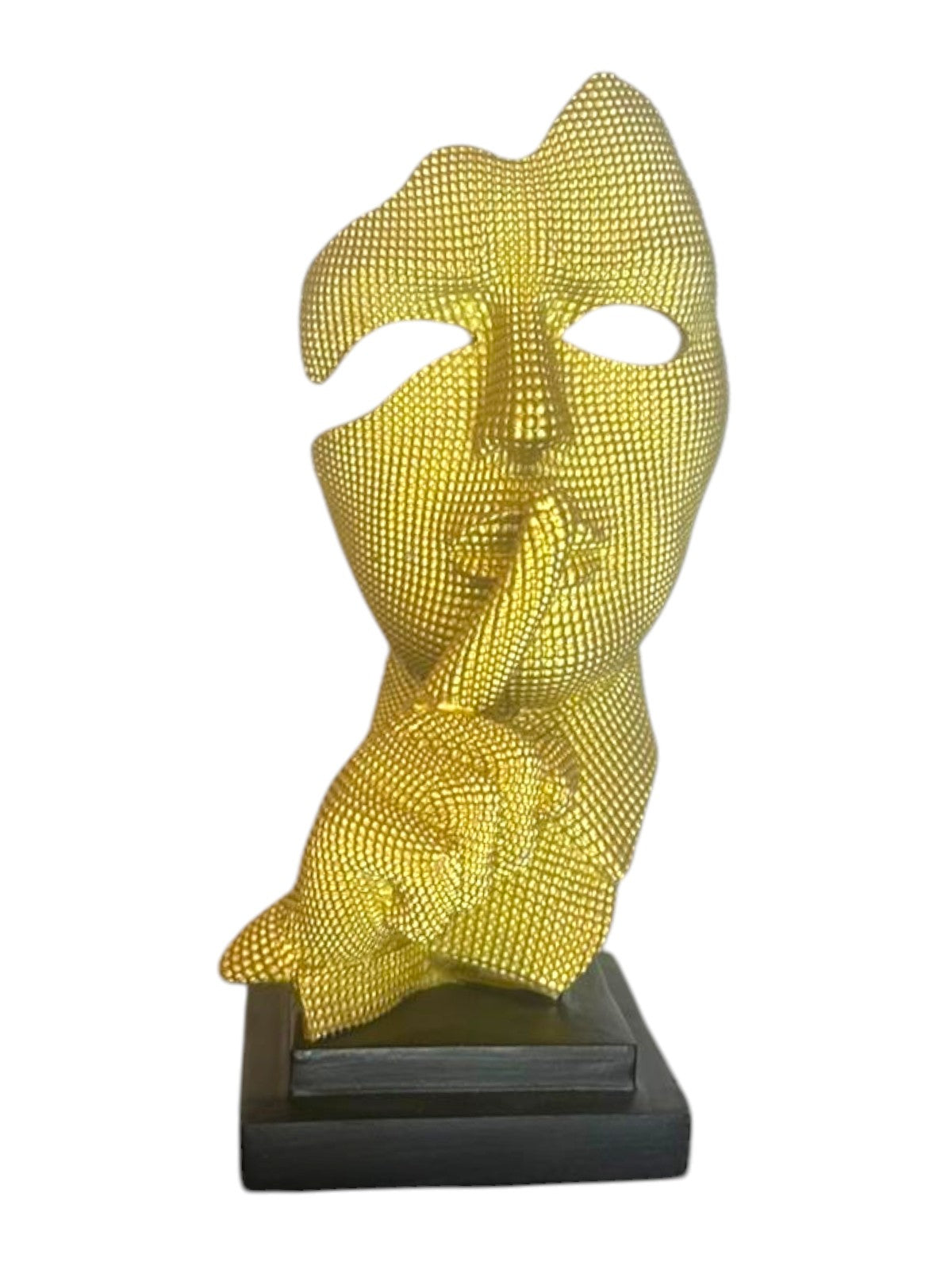 Scultura Viso “Silenzio” Dorata – Arte Decorativa Moderna (17 cm)