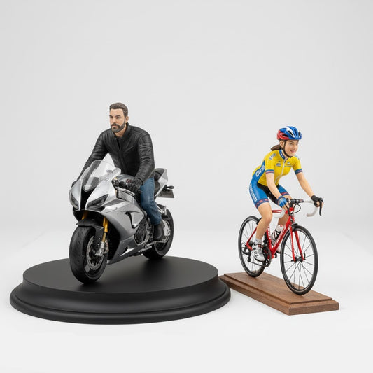 3D Italia Statua Personalizzata - Persona con Moto o Bicicletta Miniatura Realistica